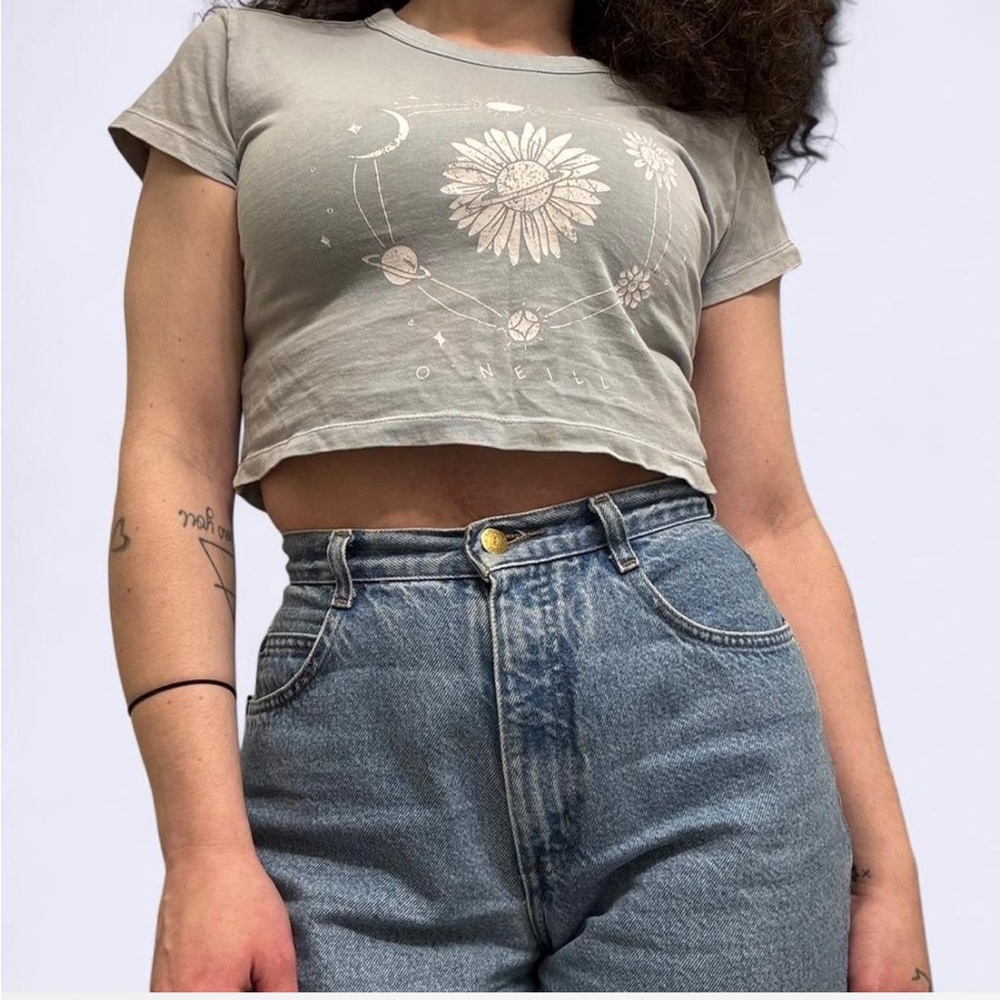 O'Neill Light Blue Celestial Flower Graphic Crop Top